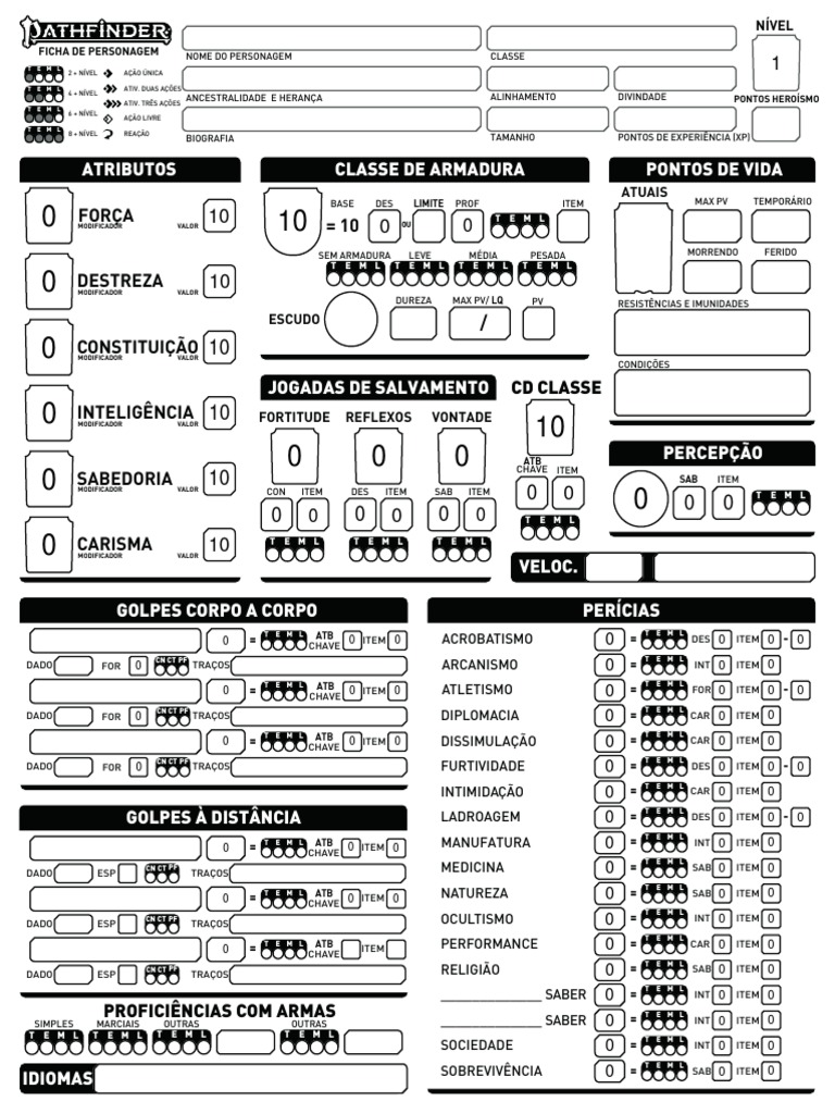 Ficha de Personagem (Pathfinder 2e), PDF, Jogos de RPG