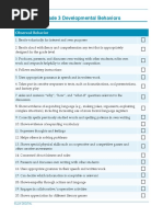 Checklist of Grade 3 Developmental Behaviors: Observed Behavior