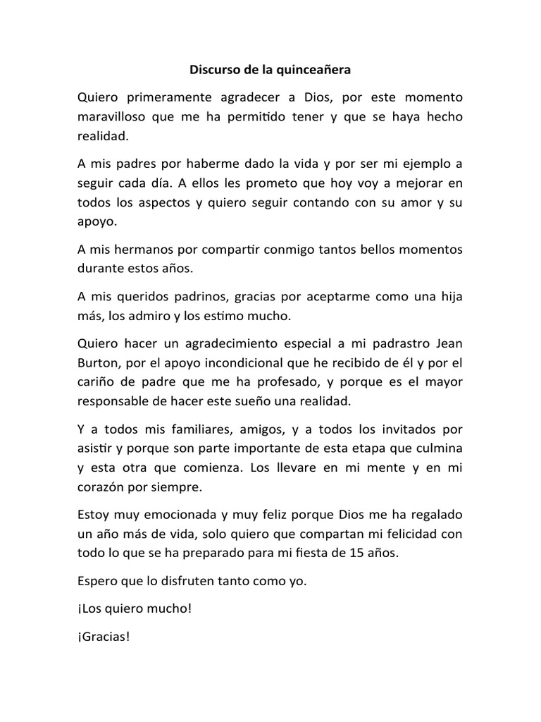 Discurso de La Quinceañera PDF