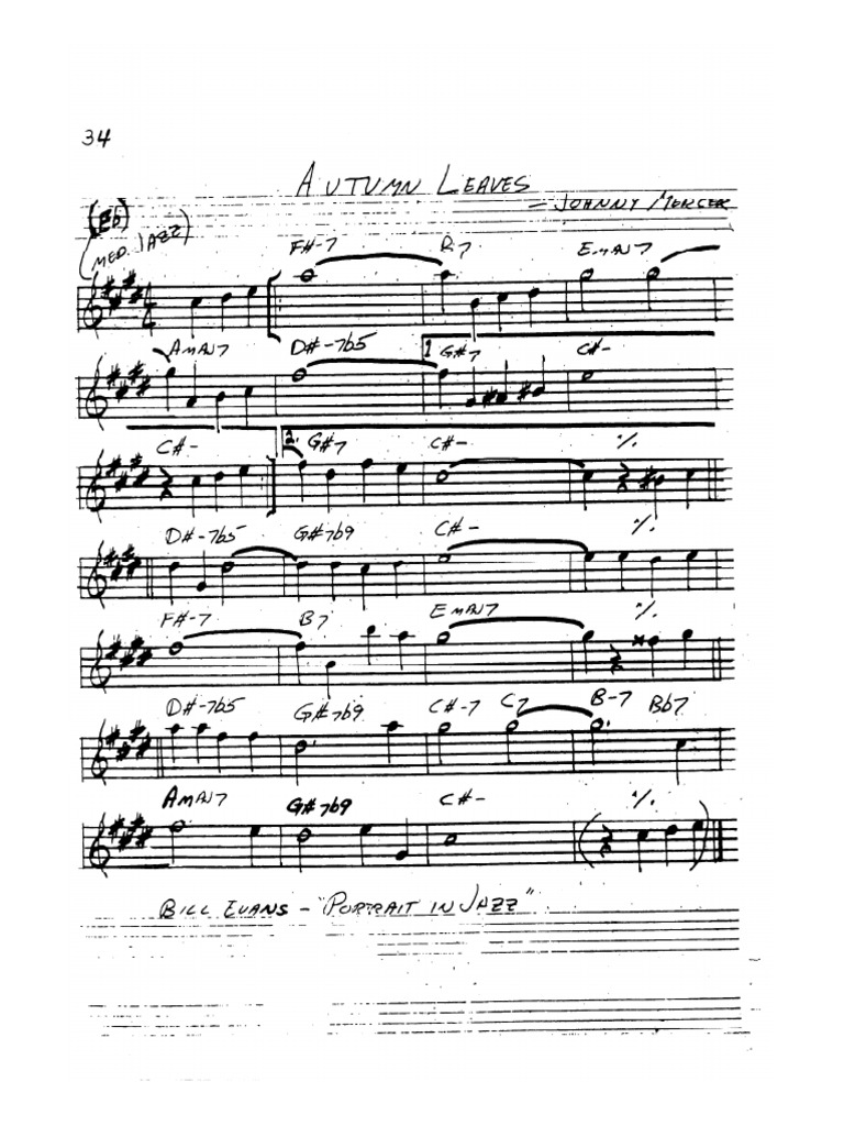 Autumn Leaves Alto Sax PDF