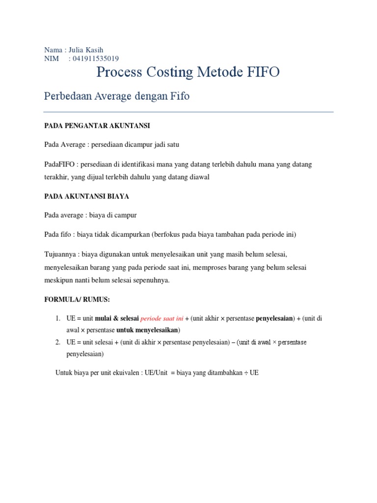 Resume AKBI TM6 Process Costing - FIFO | PDF