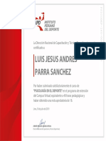 Luis Jesus Andres Parra Sanchez: La Dirección Nacional de Capacitación y Técnica Deportiva Otorga Este Certificado A