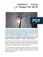 German Auditors: Green Energy Is A "Danger For All of Germany"