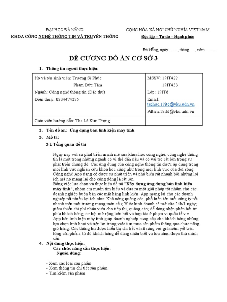 Đề Cương Đồ Án | PDF