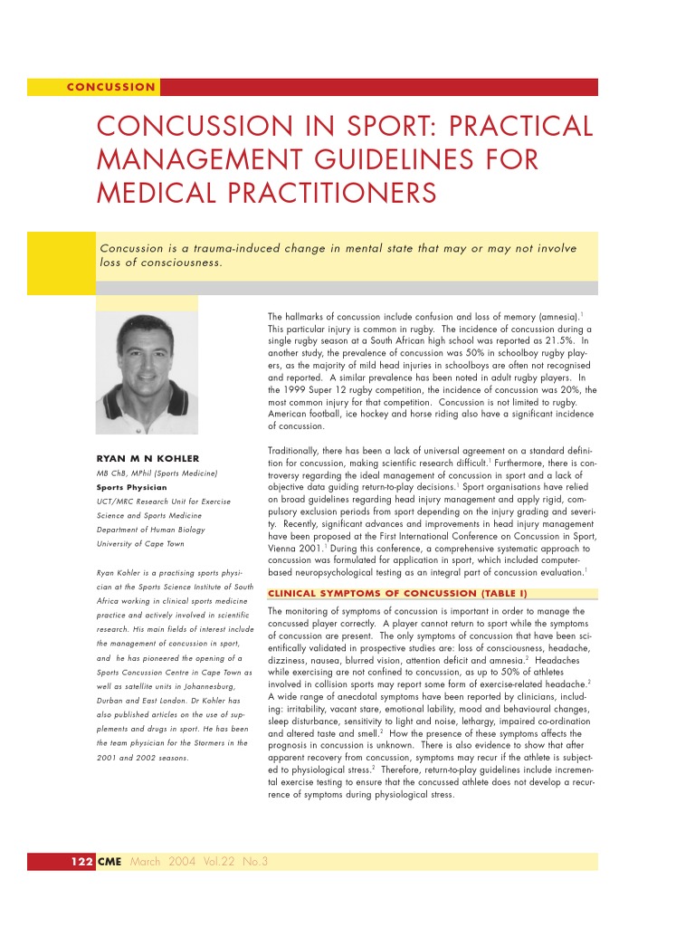 Sports Concussion Management Guide | PDF | Concussion | Traumatic Brain ...