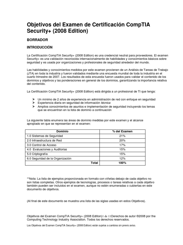 Comptia security objectives 2009 esn