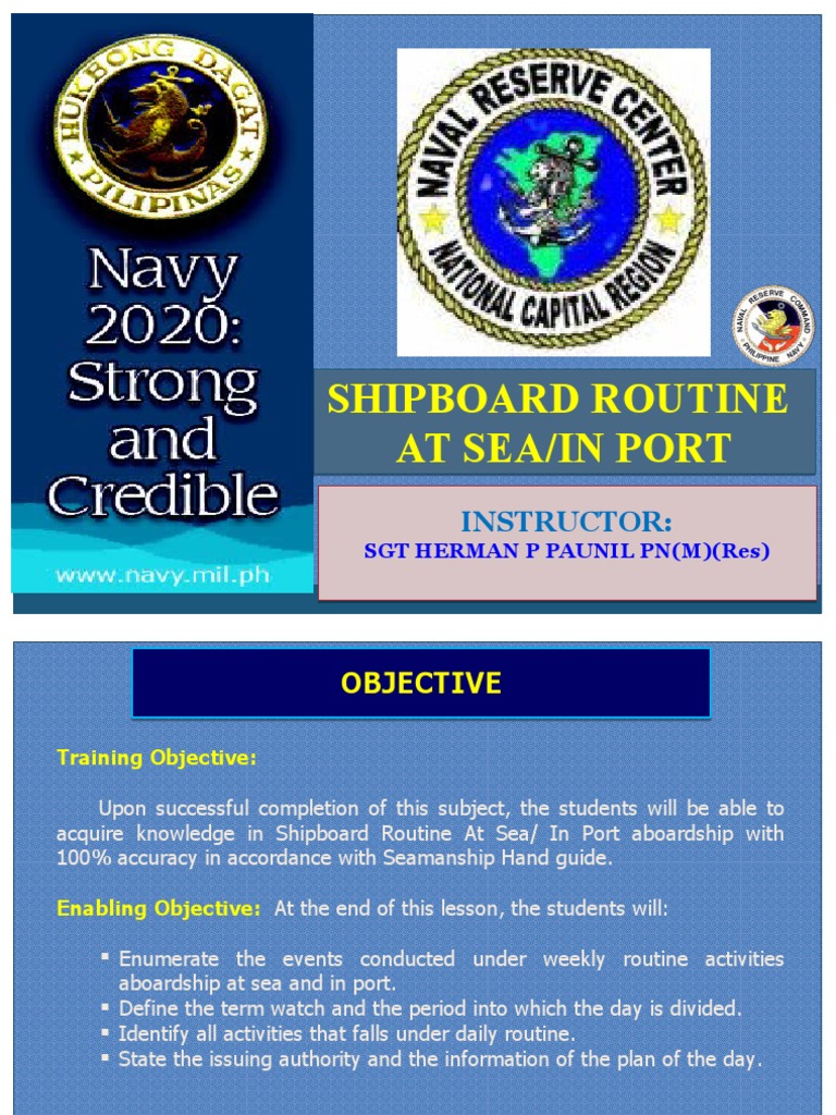 Shipboard Routine Overview | PDF | Ships | Water Transport