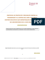 Actualització Protocol Contra Covid-19 Centres No Universitaris