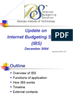 Update On Internet Budgeting Solution (IBS) : December 2004