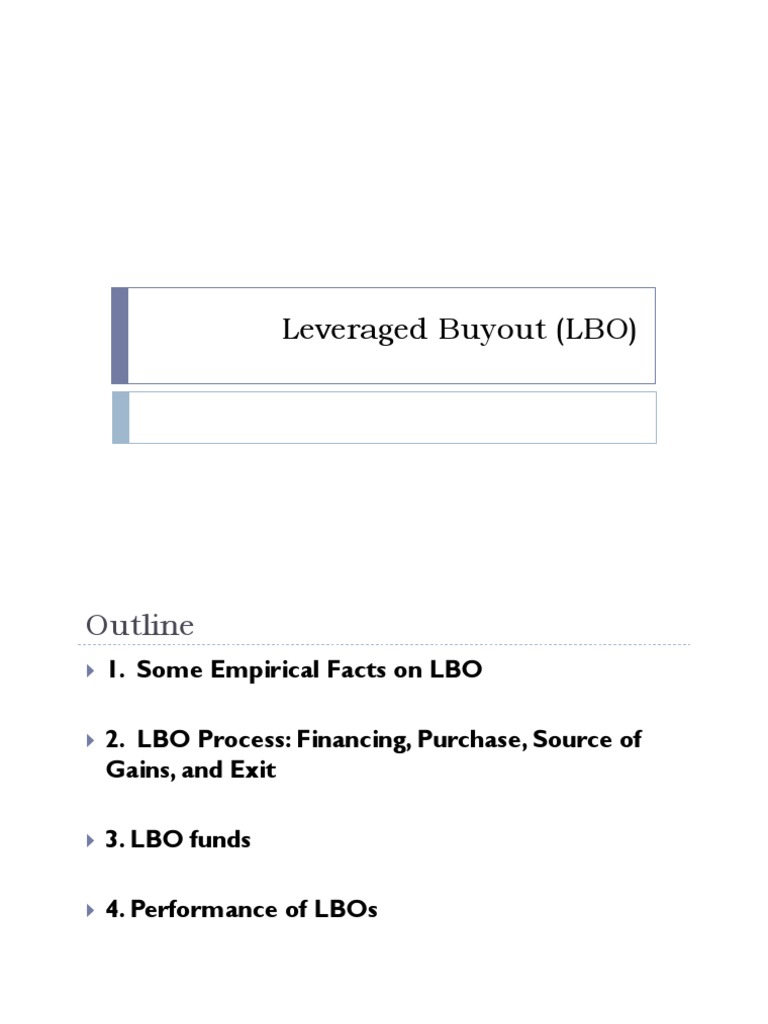 Leveraged Buyout (LBO) | PDF | Leveraged Buyout | Private Equity