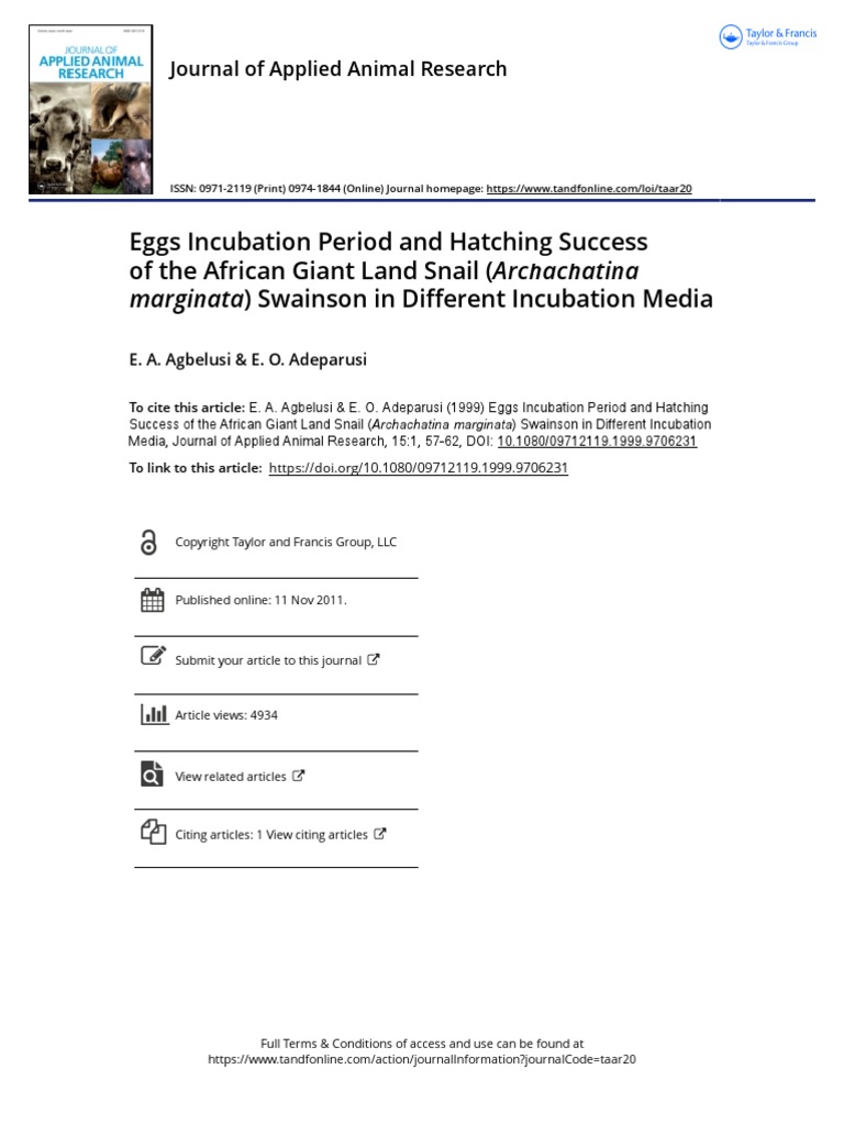 Eggs Incubation Period and Hatching Success of The African Giant Land