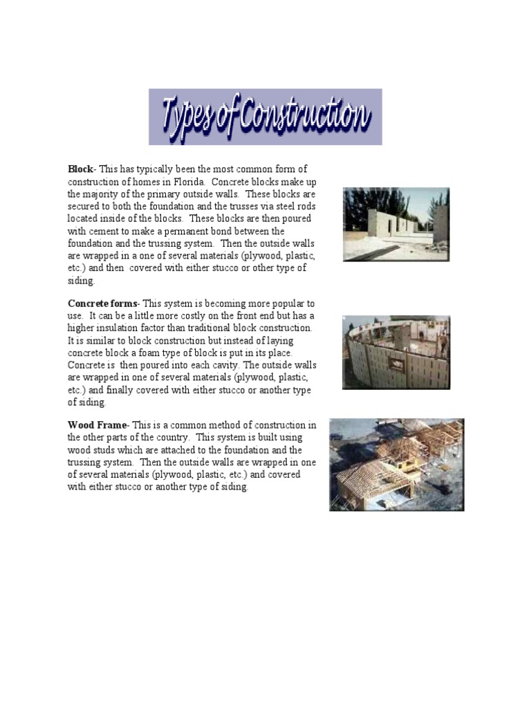 Florida Home Construction Methods | PDF | Framing (Construction ...