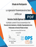 Prevención de La Autolesión y El Suicidio Empoderamiento de Los Profesionales de Atención Primaria de Salud-Certificado Del Curso 515944