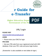 User Guide For E-Transfer: Higher Education Department Government of The Punjab