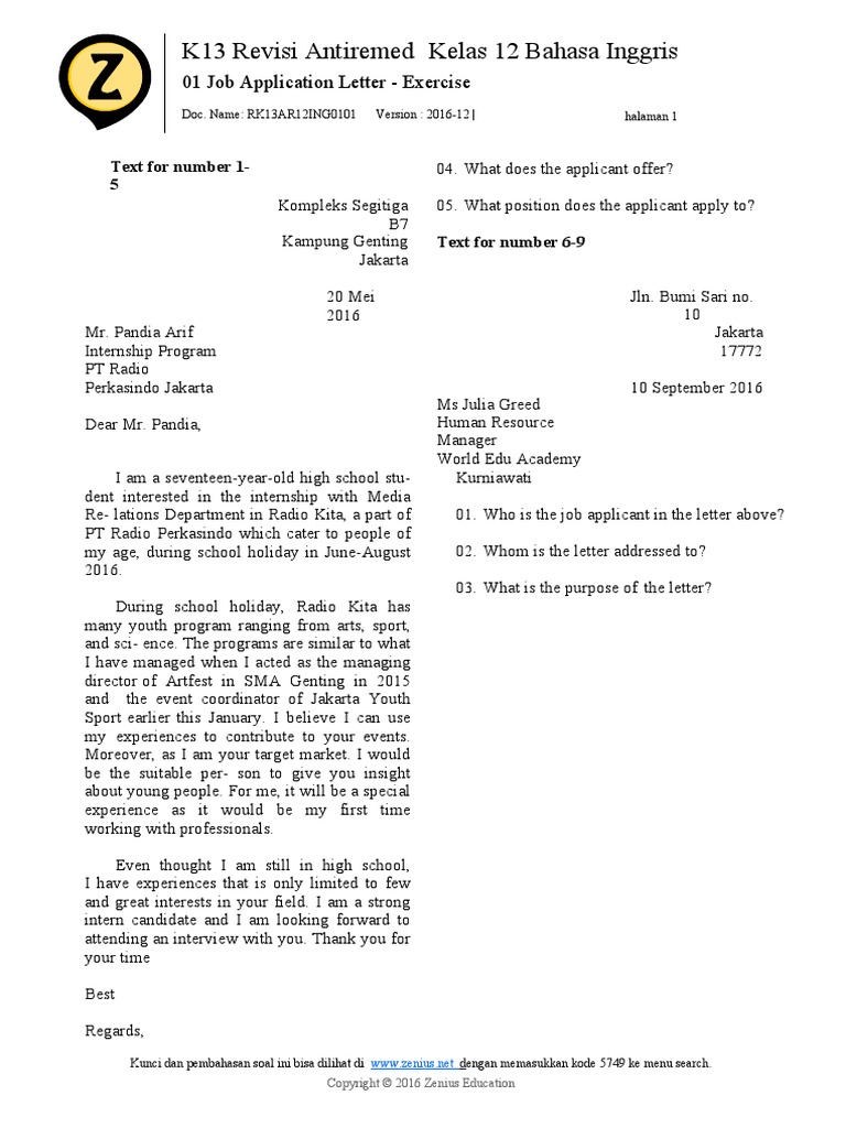 Reading Test Job Application | PDF | Business | Communication