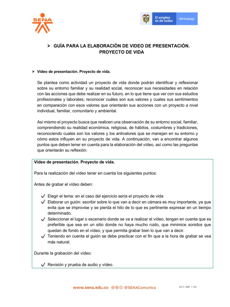 Guía para Video de Proyecto de Vida | PDF | Dios | Adultos