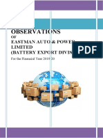 EAPL BATTERY DIVISION SCRUTINY OBSERVATIONS