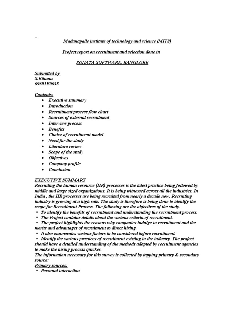 Executive Summary | PDF | Recruitment | Outsourcing