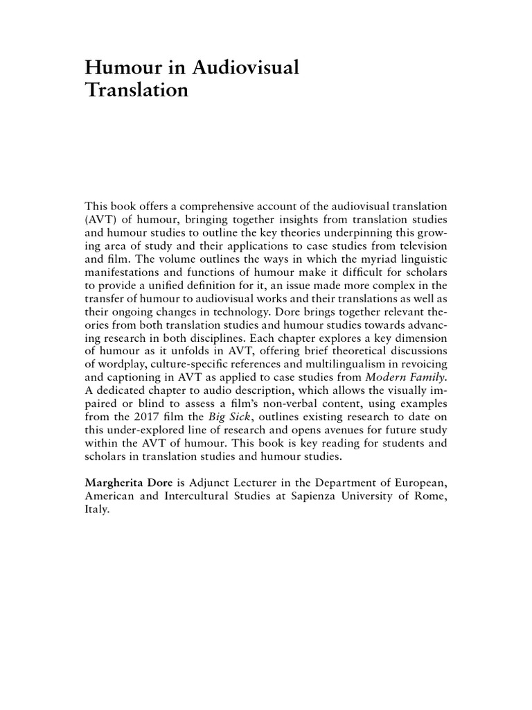 Humour in Audiovisual Translation Theori | PDF | Humour | Jokes