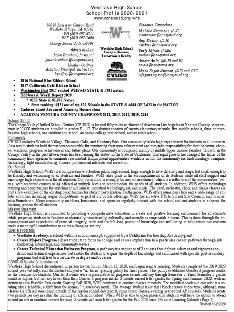 Westlake High School Profile 2020-21 | PDF | Advanced Placement | Sat