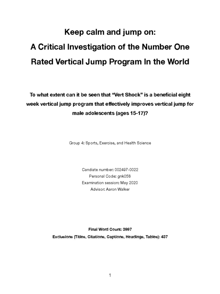 Evaluating Vert Shock's Effectiveness | PDF | Physical Exercise ...