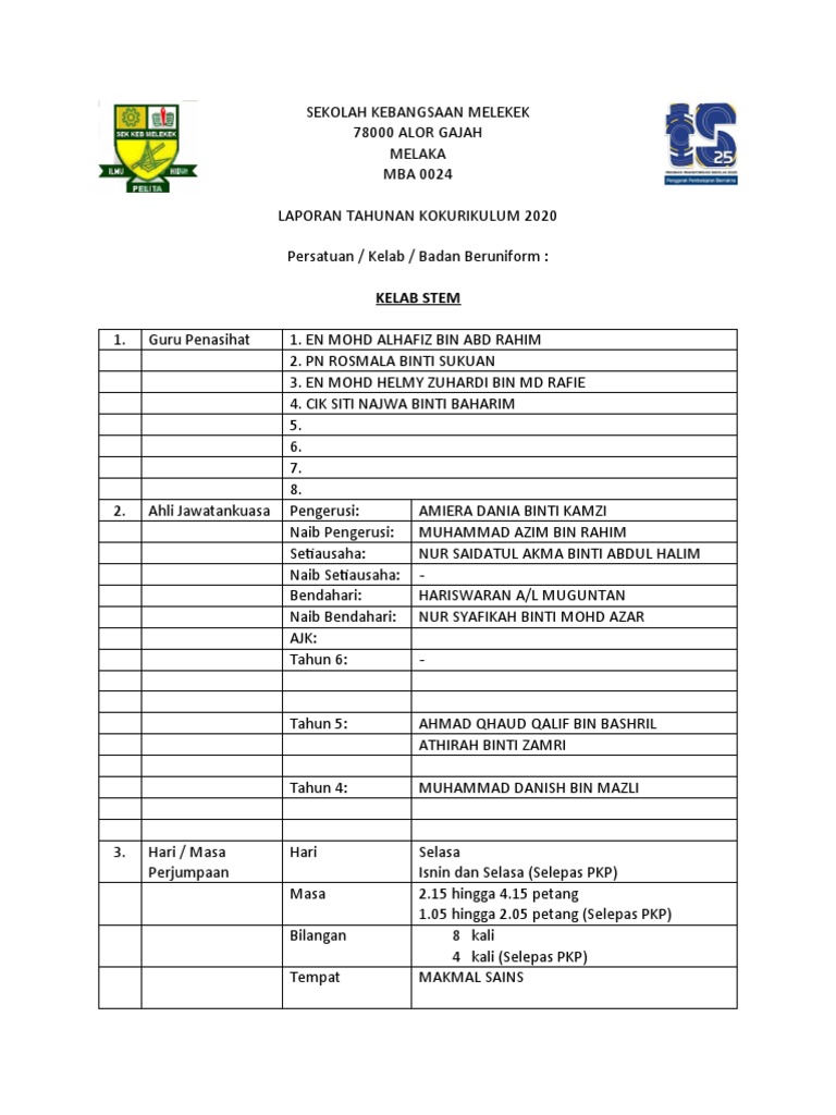 Laporan Kelab Stem 2020 Pdf
