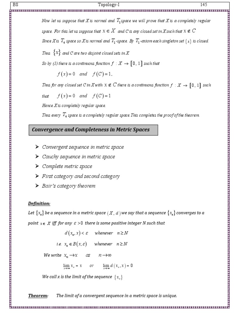 Complete metric space pdf metric space sequence