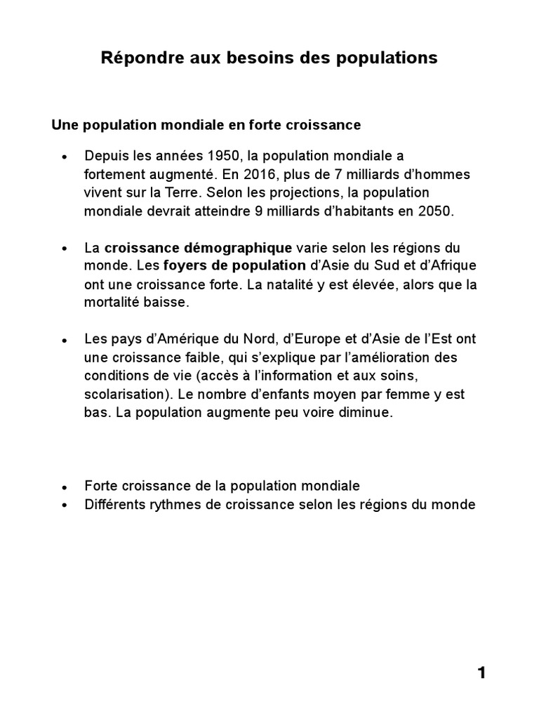 Défis de la Croissance Démographique | PDF | Croissance démographique ...