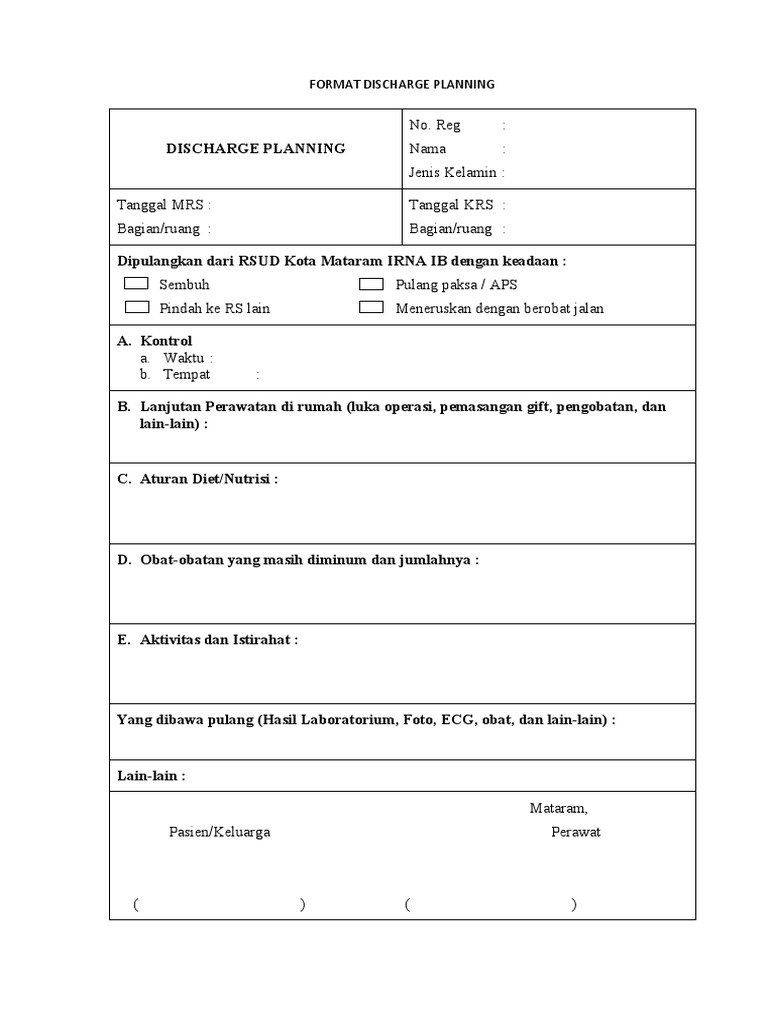 Discharge Planning | PDF | Pengembangan Diri