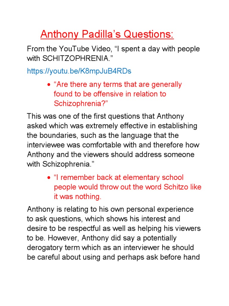 Anthony Padilla Questions | Download Free PDF | Social Stigma ...