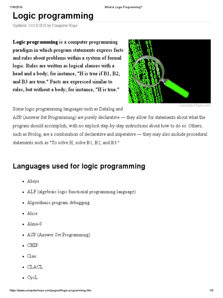 What Is Logic Programming | PDF | Computer Programming | Artificial ...