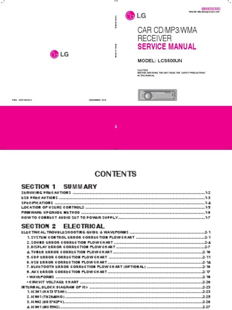 Car Cd/Mp3/Wma Receiver Service Manual PDF Electrostatic Discharge