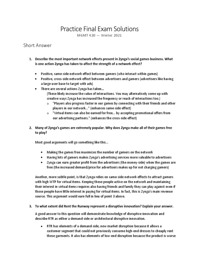 Practice Exam Answers PDF Disruptive Innovation Coca Cola