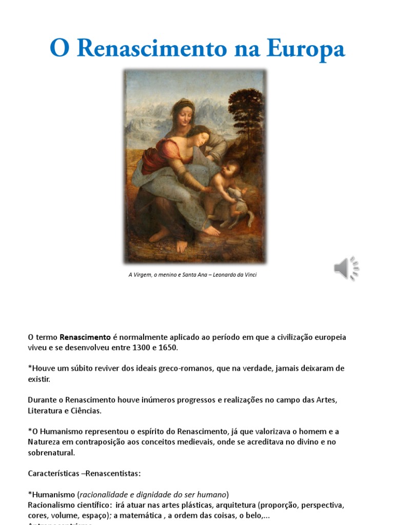 Renascimento e Humanismo na Europa | PDF | Renascimento | Leonardo da Vinci