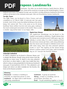 Europe Landmarks Reading Comprehension Activity - Ver - 1