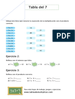 Tabla del 7: Ejercicios de multiplicación