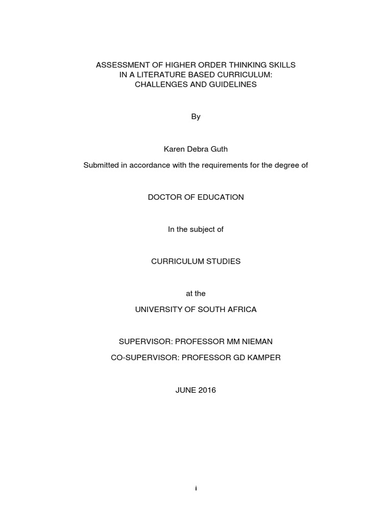 Assessing Higher Order Thinking Skills | PDF | Critical Thinking ...
