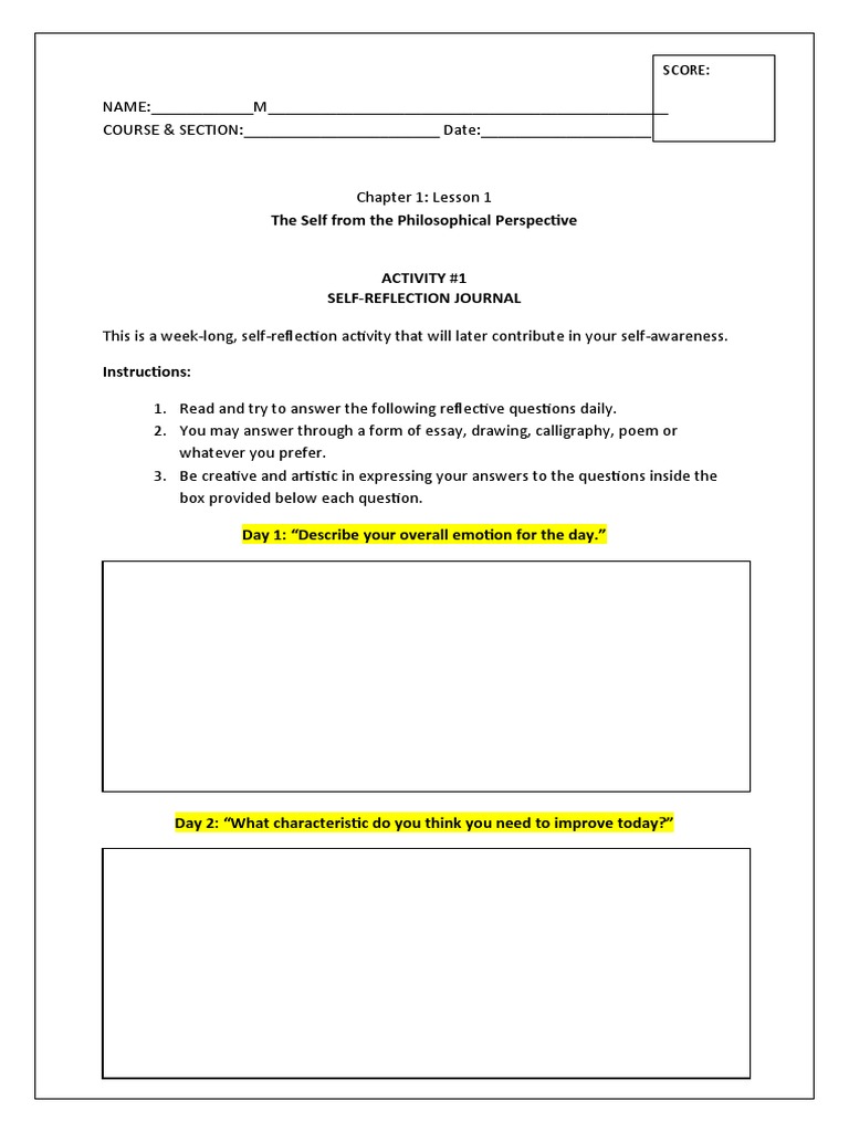 Self-Reflection & Philosophy Tasks | PDF | Career & Growth | Science ...
