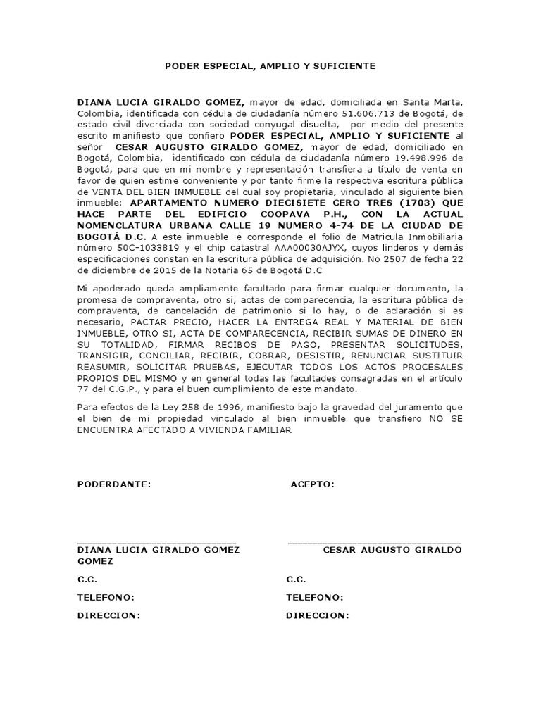 Poder para Venta Coopava | PDF