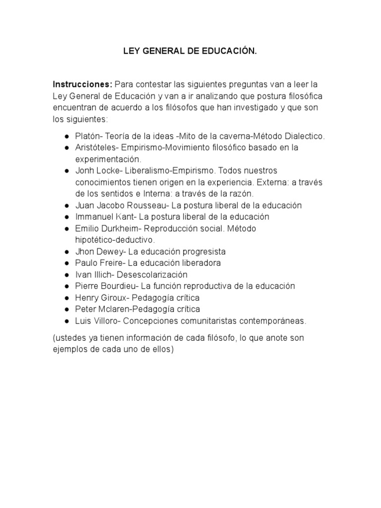Análisis de La Ley General de Educación. | PDF