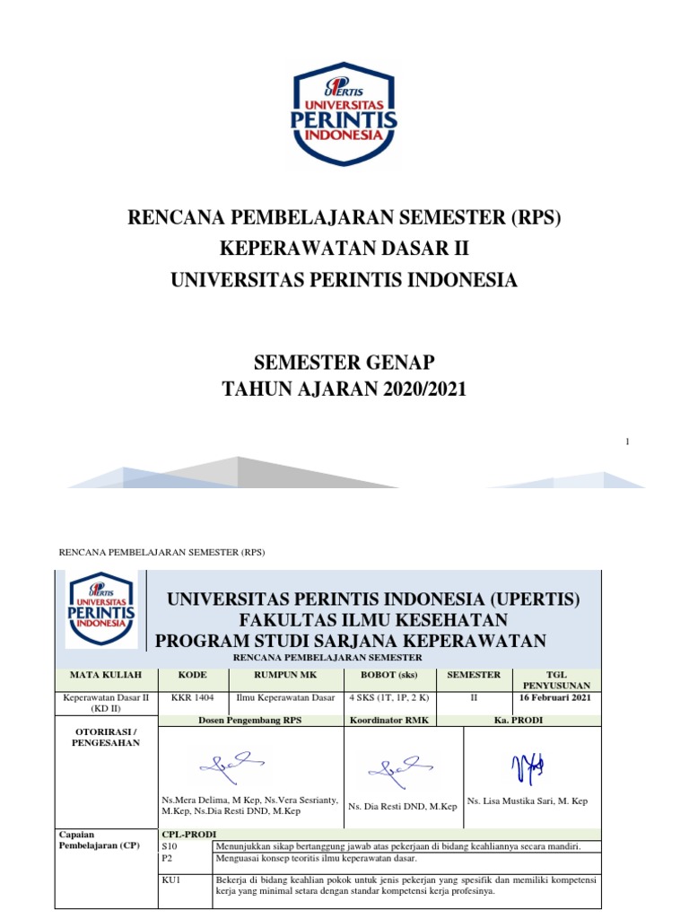 RPS Keperawatan Dasar II 2021 | PDF