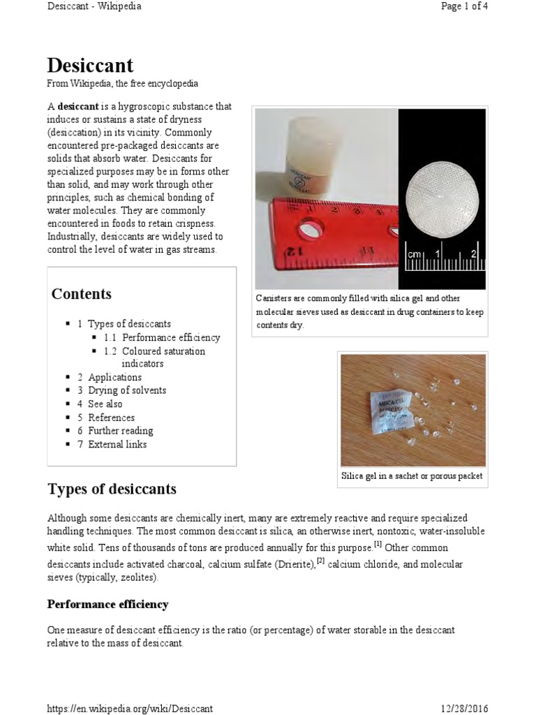 Desiccant From Wikipedia, The Free Encyclopedia PDF Chemistry