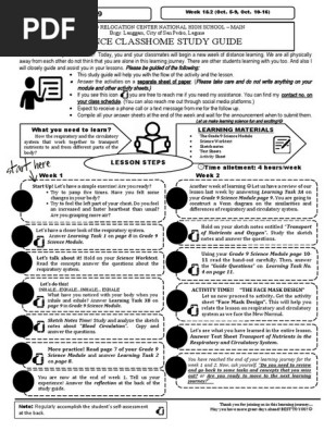 Sample Study Guide Self-assessment Rubric For Science