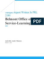 Sample Report Written in PRL 2180: Belmont Office of Service-Learning