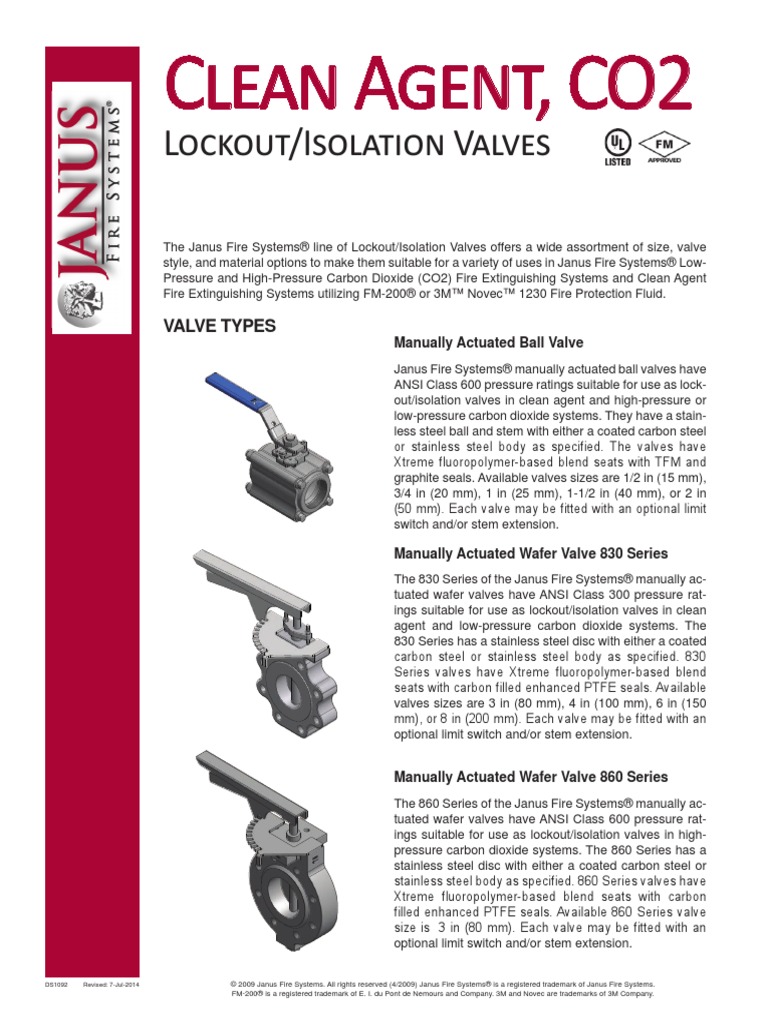 Clean Agent, CO2: Lockout/Isolation Valves | PDF | Valve | Switch