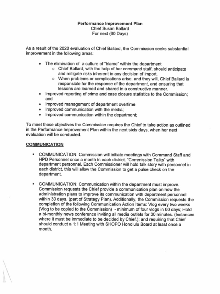 Police Chief's Improvement Plan | PDF