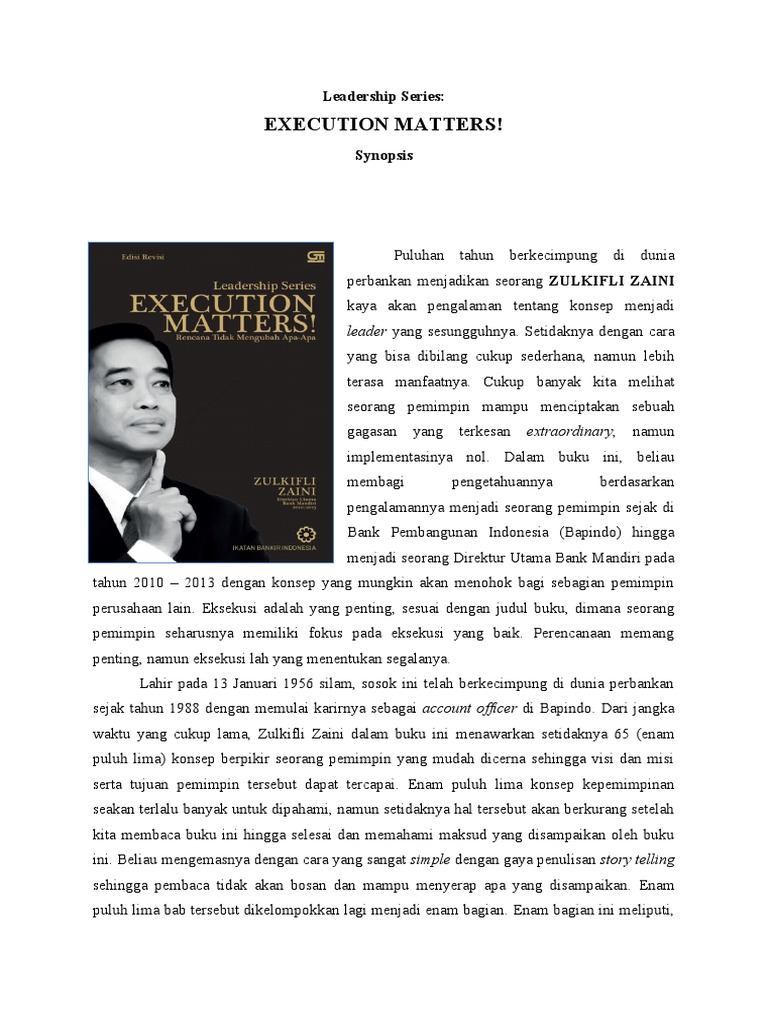 Eksekusi dalam Kepemimpinan Zulkifli Zaini | PDF | Karier ...