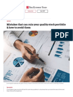 Quality Investing Strategies - Mistakes That Can Ruin Your Quality Stock Portfolio & How To Avoid Them - The Economic Times