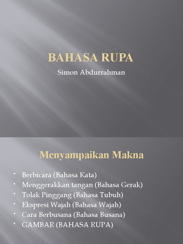 Bahasa Rupa | PDF | Seni & Disiplin Bahasa | Kajian Bahasa Asing