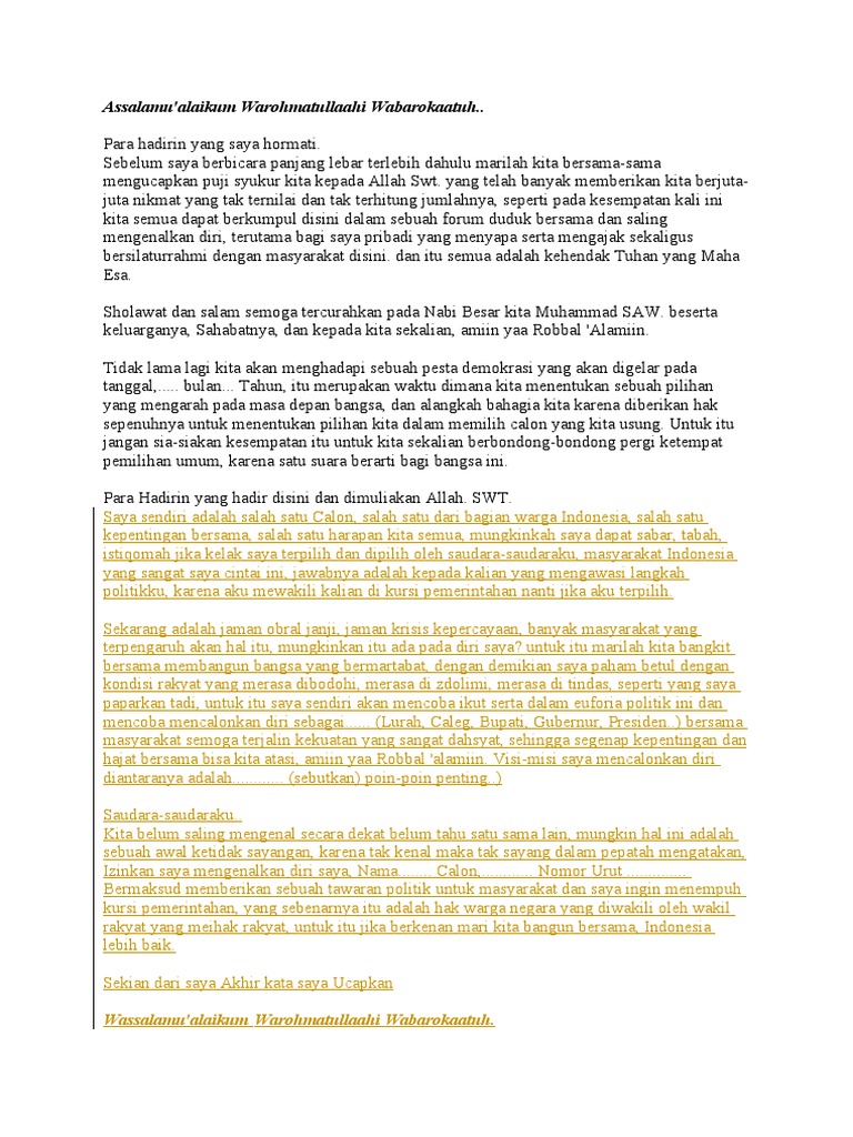 Contoh Pidato Kampanye Caleg PDF